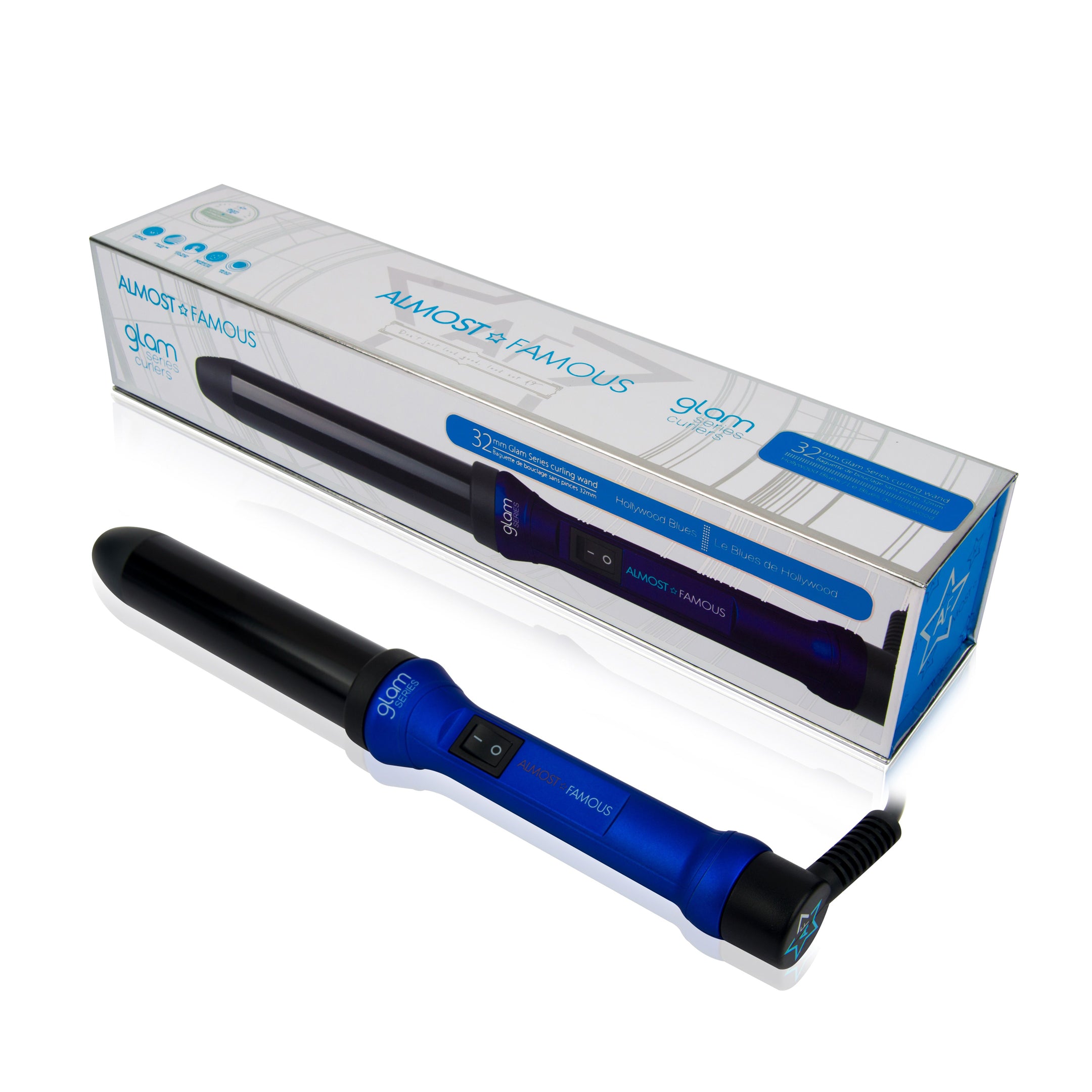 Glam Series 32mm Curling Wand with Gem Infused Barrel - Hollywood Blues