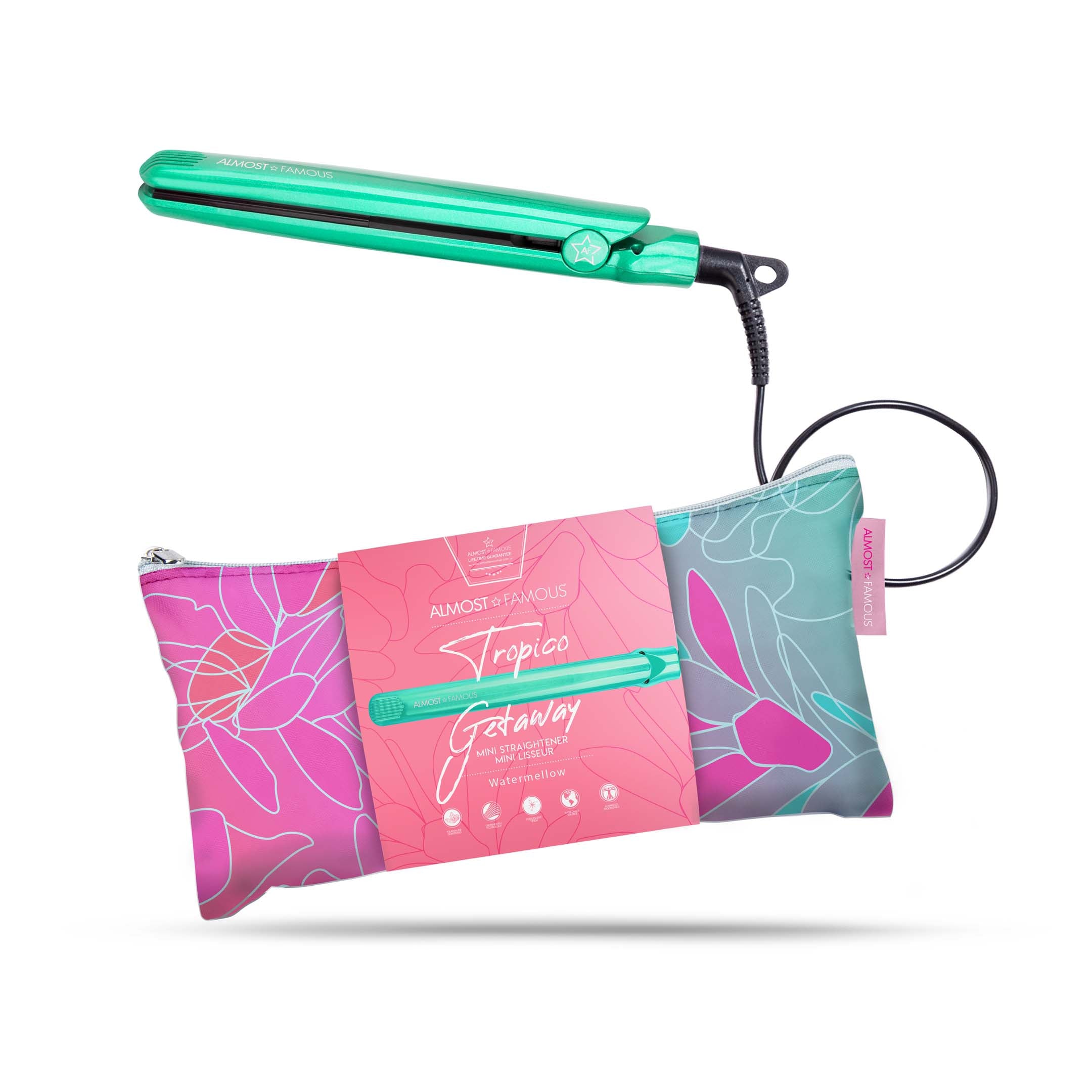 Tropico Getaway 0.5" Flat Iron with Travel Bag + "Spotlight" LED Selfie Light