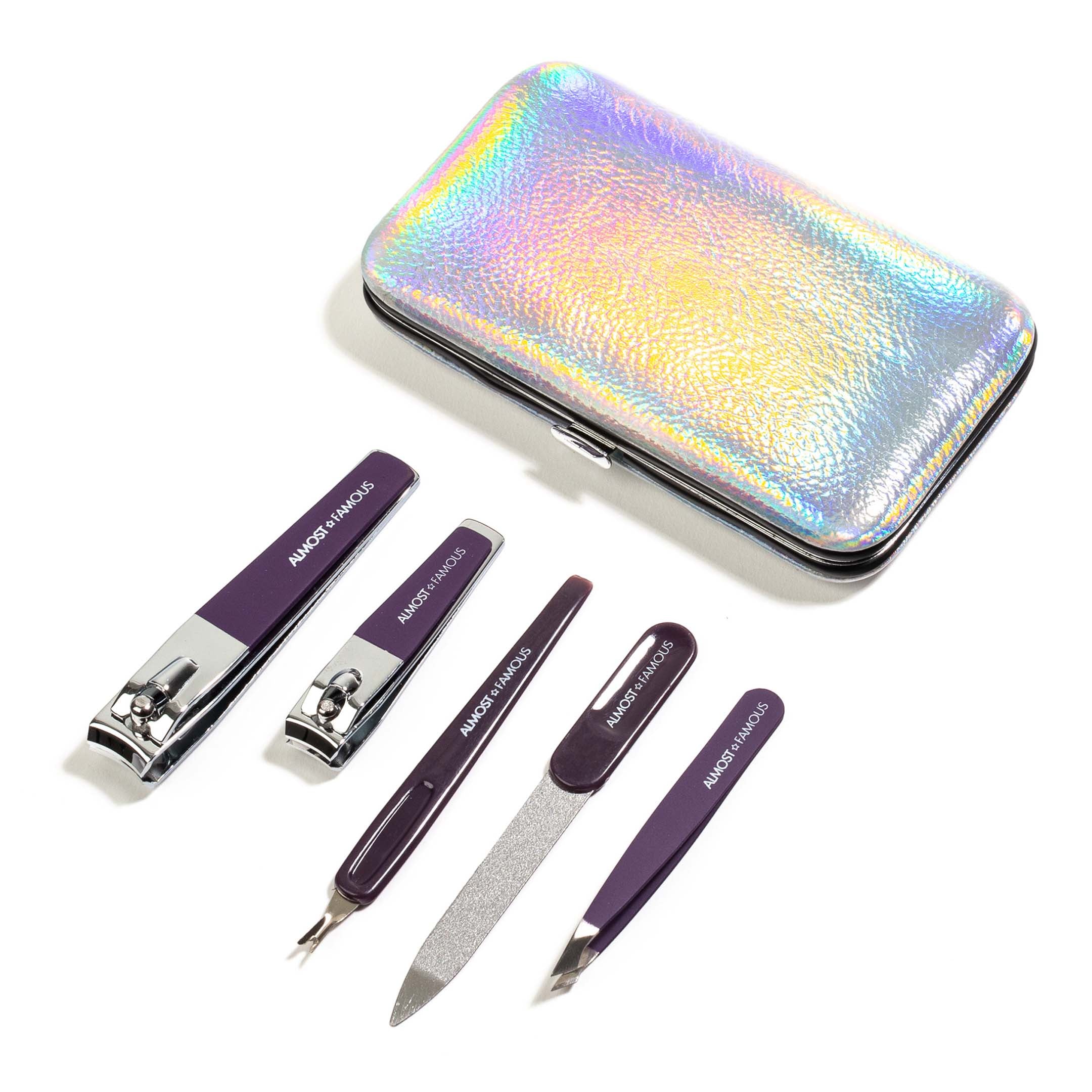 5pc Manicure Kit w/ Holographic Travel Case – Almost Famous
